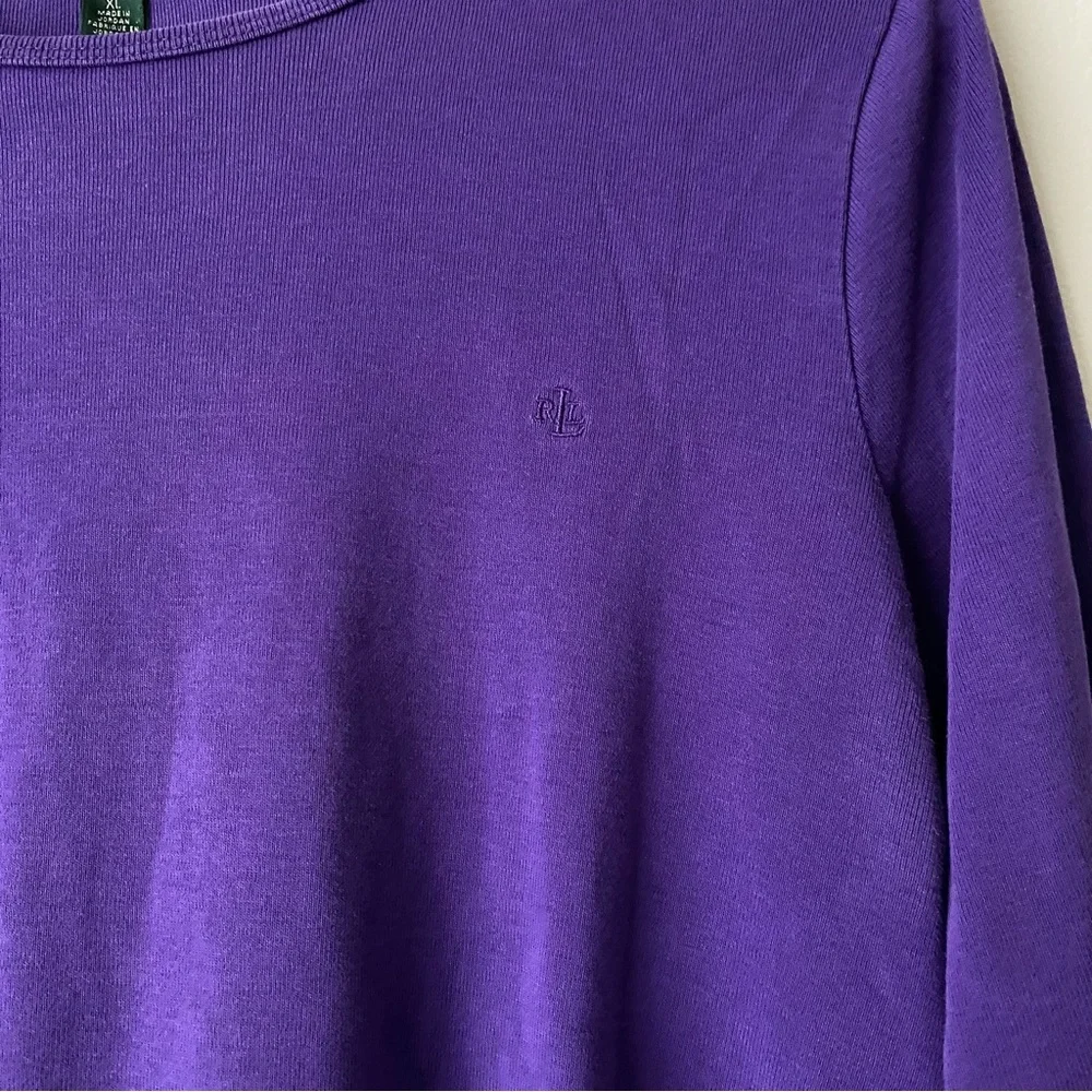 Lauren Ralph Lauren Purple Long Sleeve Shirt with Embroidered Logo size XL - Picture 9 of 12